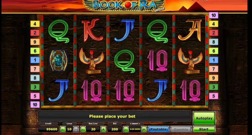 Book of Ra Deluxe reels in the demo