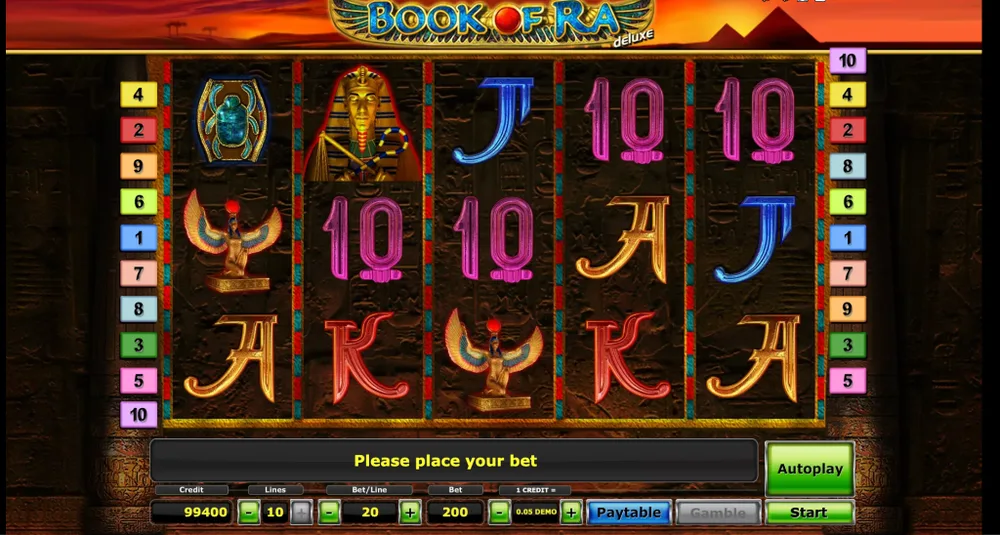 Gioco base di Book of Ra Deluxe, demo desktop