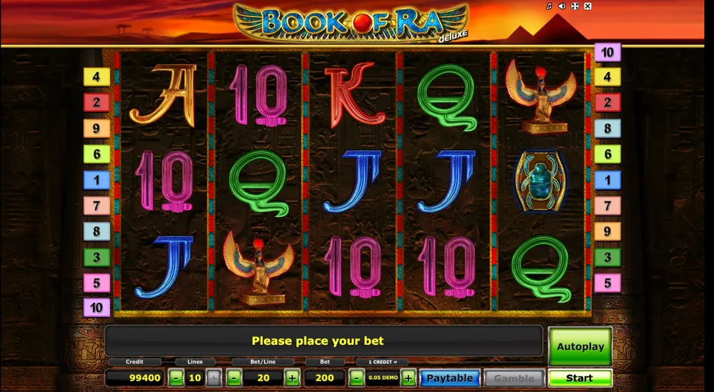 Book of Ra Deluxe reels layout