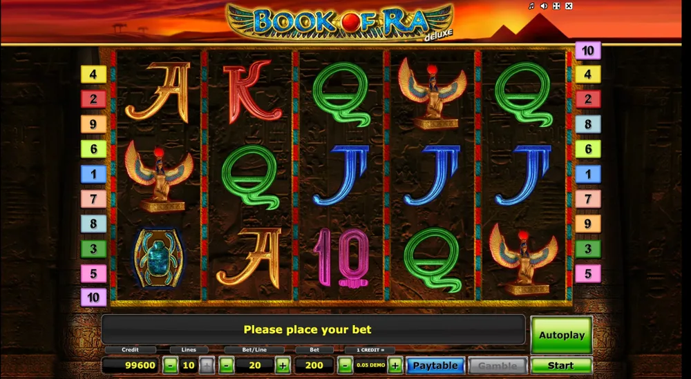 Rulli del gioco base di Book of Ra Deluxe