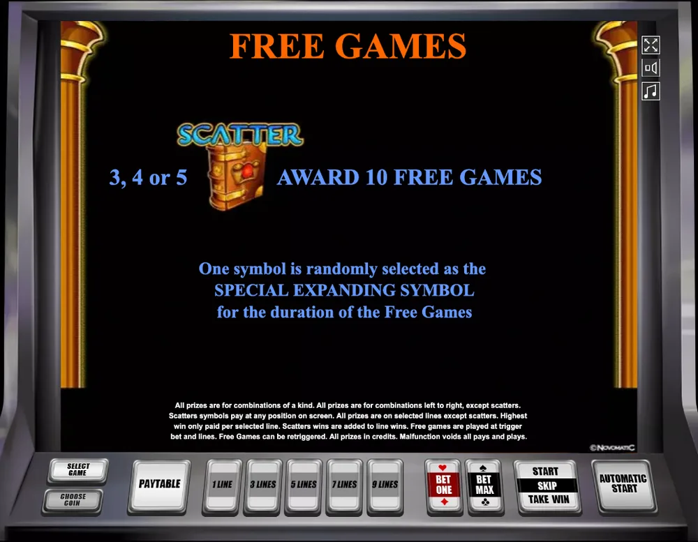 Book of Ra free games rules screen