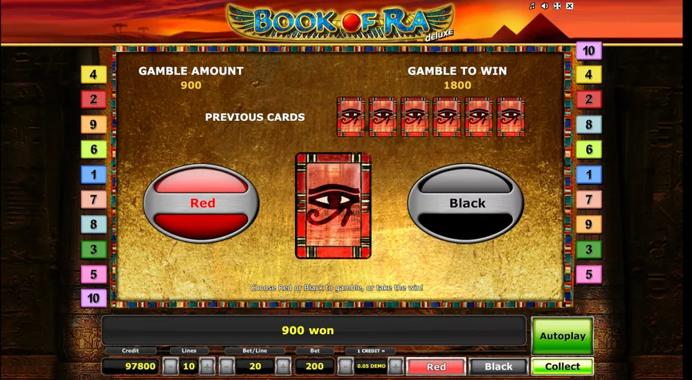 Funzione gamble a carte di Book of Ra